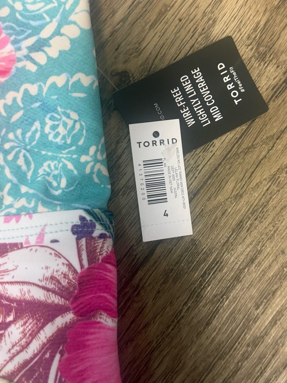 BRAND NEW Torrid Tropical Print 4X Lace Trim Racerback Swimsuit Dress - Picture 6 of 10